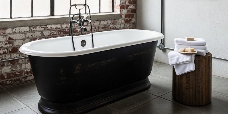 Close-up of cast iron bath material